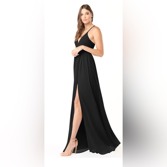 NWT Azazie Aaida Black A-Line Corset Chiffon Dress Wedding Guest Prom, A2(Xs/S) - Picture 9 of 11